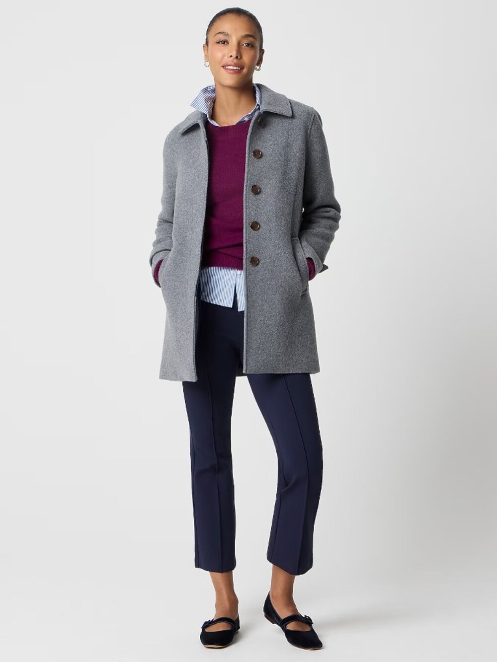 J. Crew Wool Blend Car‎ Coat Women's Heather Steel Gray Size 4 NEW